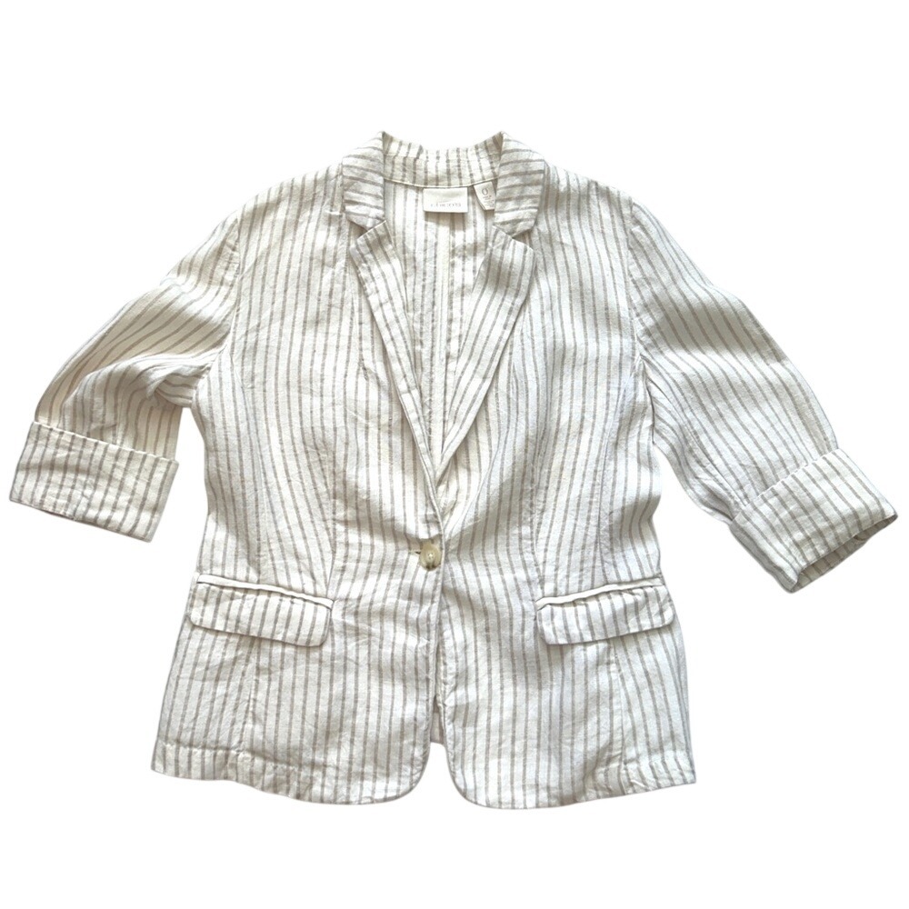 Chico's LINEN Striped Women's Blazer Jacket Size 0 or Small - Picture 4 of 14